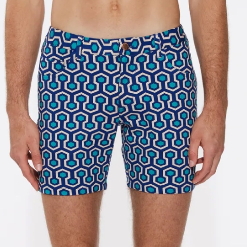 ST33LE TEAL/BLUE HEX MAZE 5" INSEAM KNIT SHORT